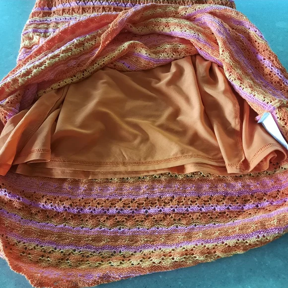 NWT Jessica Simpson Crochet Maxi Dress Size Med Orange Pink Open Knit Boho - Picture 11 of 15